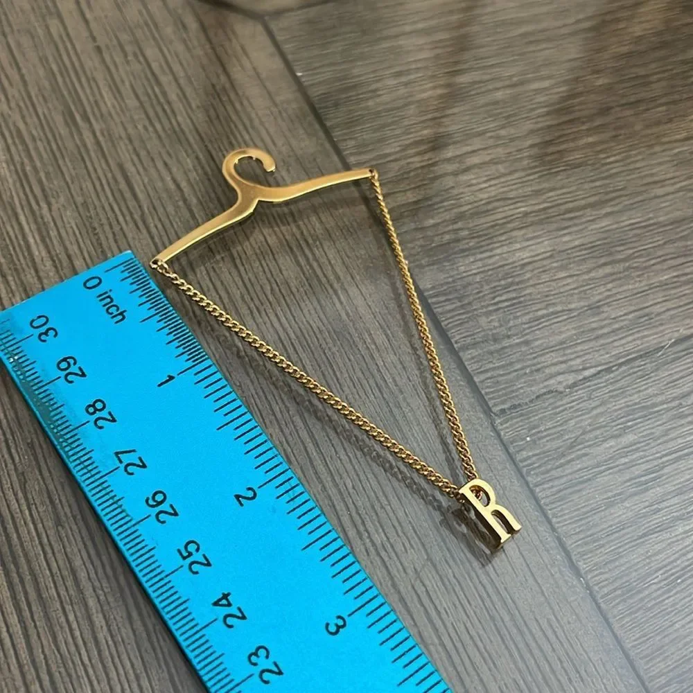 Vintage Tie Clasp - Chain with Initial “R” Monogram